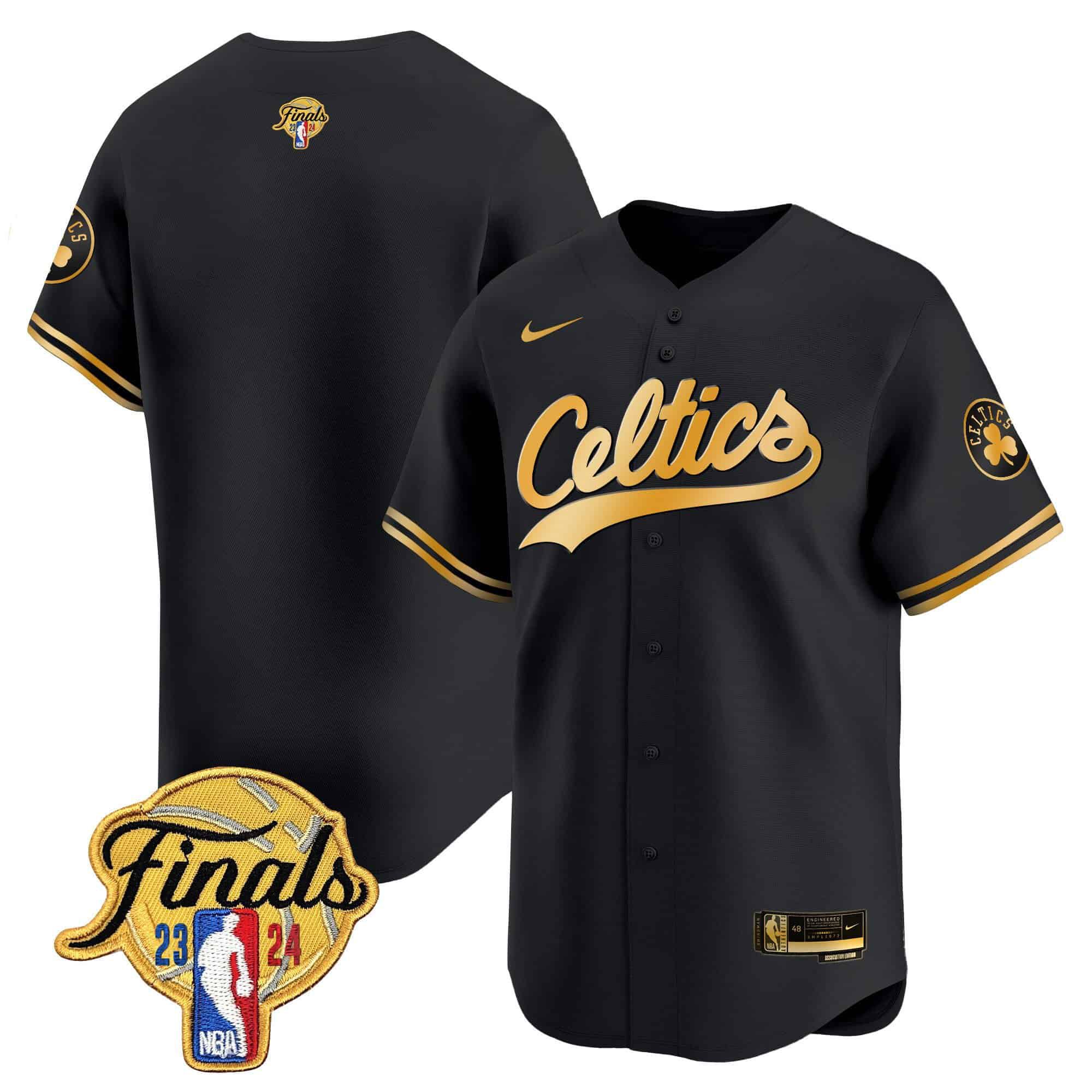 Men Boston Celtics Blank Black 2024 Nike Finals Patch Baseball NBA Jersey